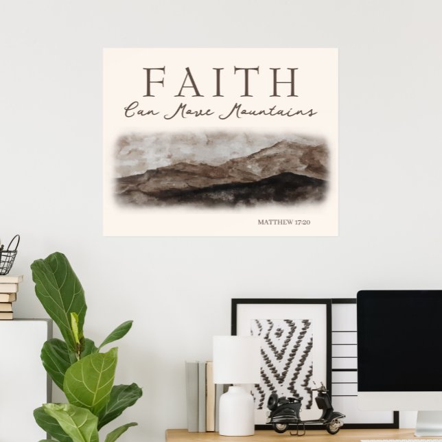 Faith Can Move Mountains Rocky Landscape Painting Poster (Creator Uploaded)