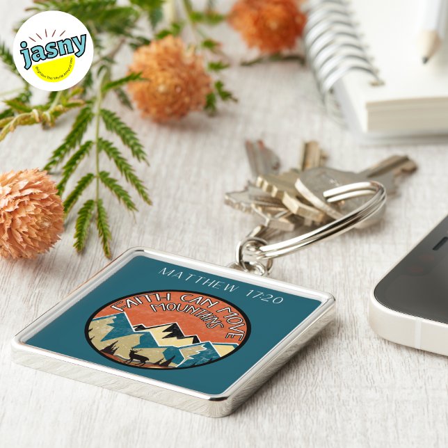Faith Can Move Mountains Scripture Square Keychain (Creator Uploaded)