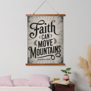 Faith Can Move Mountains Vintage Christian Wall  Hanging Tapestry
