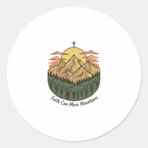 Faith Can Move Mountains Vintage Mountain Shirt (3 Classic Round Sticker