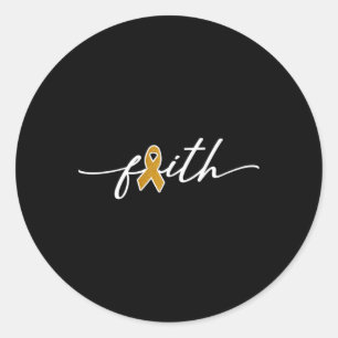 Faith Childhood Cancer Awareness Gold Ribbon Fight Classic Round Sticker