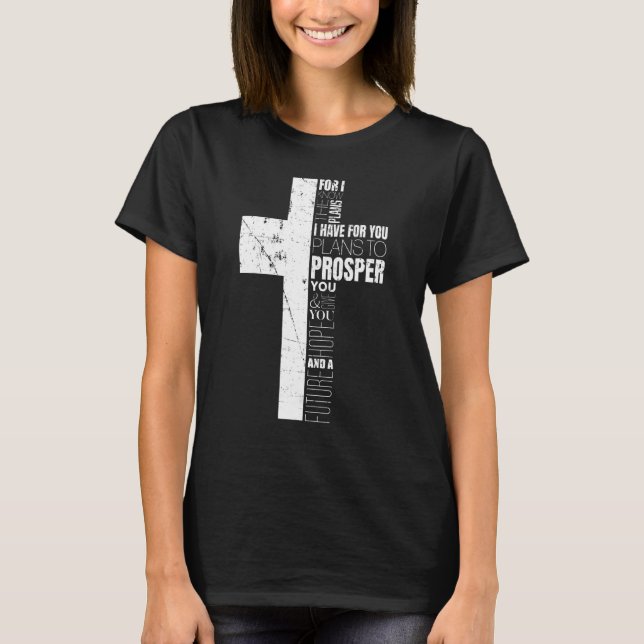 Faith Christian Bible Verse  Men Women Sayings Cro T-Shirt (Front)