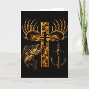 Faith Christian Camo Cross For Fishermen And Hunte Card