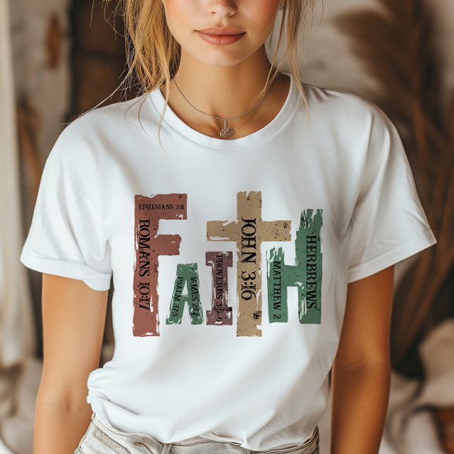 Faith Christian Cross Bible Verse T-Shirt (Express your faith with style and confidence with our meaningful religious design T-shirt.)