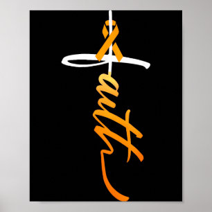 Faith Christian Cross Orange Ribbon Ms Awareness Poster