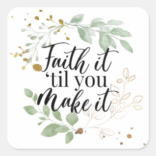 Faith Christian Scripture Eucalyptus Greenery Square Sticker