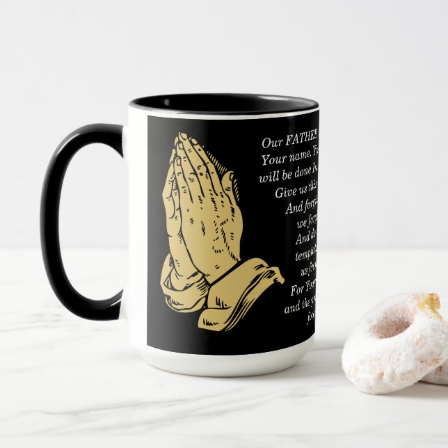 Faith Coffee Mug - The Lord's Prayer Matt 9:6-13 (With Donut)
