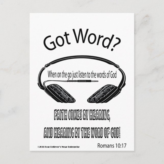 Faith comes by hearing Design (Got Word?) Postcard (Front)