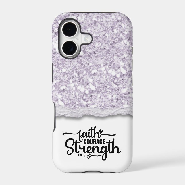 Faith Courage Strength Calligraphy Script Quote (Back)