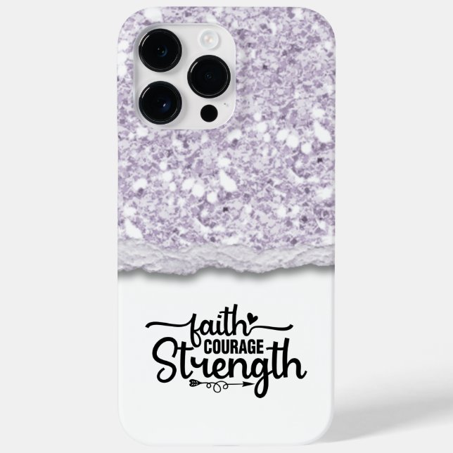 Faith Courage Strength Calligraphy Script Quote Case-Mate iPhone Case (Back)