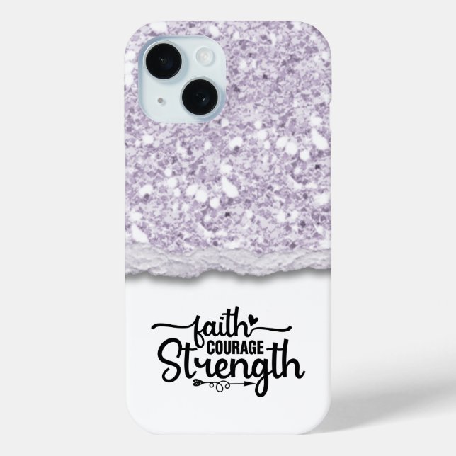 Faith Courage Strength Calligraphy Script Quote Case-Mate iPhone Case (Back)