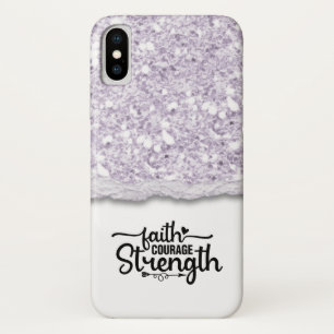 Faith Courage Strength Calligraphy Script Quote iPhone X Case