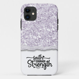 Faith Courage Strength Calligraphy Script Quote iPhone 11 Case