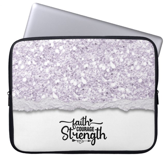 Faith Courage Strength Inspirational Quote  Laptop Sleeve (Front)