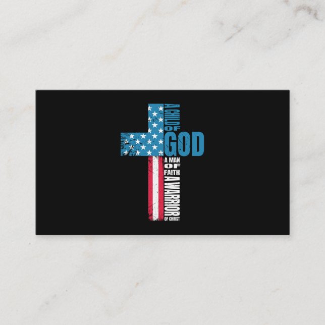 Faith Cross American Flag Christ Jesus Business Card (Front)