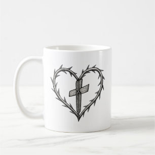 Faith Cross and Thorn Heart Christian  Coffee Mug