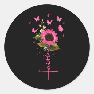 Faith Cross Breast Cancer Awareness Christian Gift Classic Round Sticker