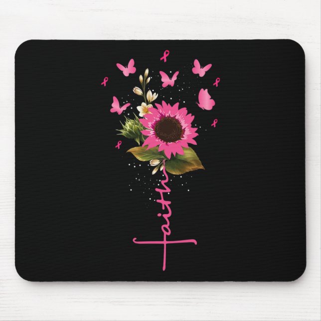 Faith Cross Breast Cancer Awareness Christian Gift Mouse Mat (Front)