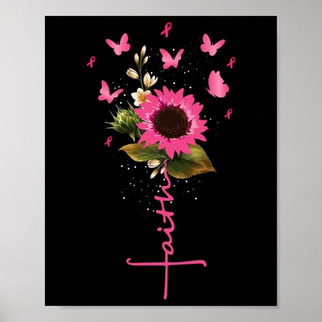 Faith Cross Breast Cancer Awareness Christian Gift Poster (Front)