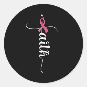 Faith Cross Christian Breast Cancer Awareness Classic Round Sticker