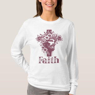 Faith Cross Graphic, Floral Christian T-Shirt