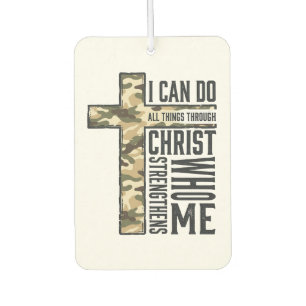 Faith Cross I Can Do All Things Christian Shirt Car Air Freshener