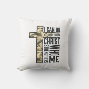 Faith Cross I Can Do All Things Christian Shirt Cushion