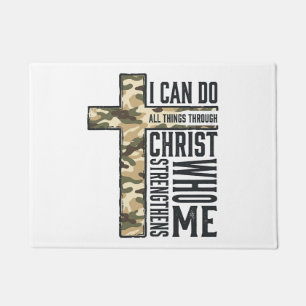 Faith Cross I Can Do All Things Christian Shirt Doormat