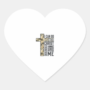 Faith Cross I Can Do All Things Christian Shirt Heart Sticker