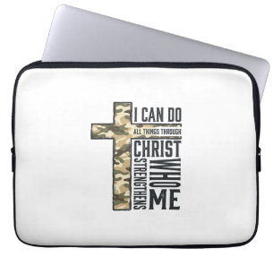 Faith Cross I Can Do All Things Christian Shirt Laptop Sleeve