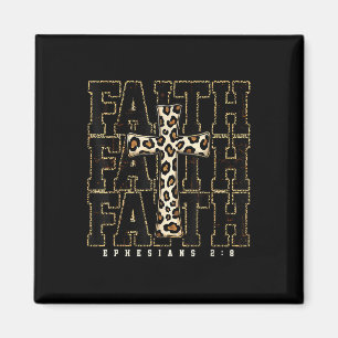 Faith Cross Leopard Bible Verse Religious Christia Magnet