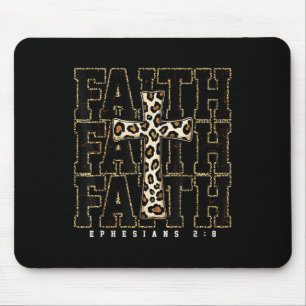 Faith Cross Leopard Bible Verse Religious Christia Mouse Mat