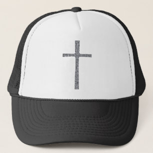 Faith Cross Silver Trucker Hat