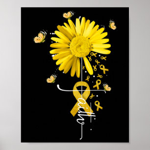 Faith Cross Tee Christian Childhood Cancer Awarene Poster