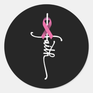 Faith Cross Warrior Survivor Pink Ribbon Breast Ca Classic Round Sticker