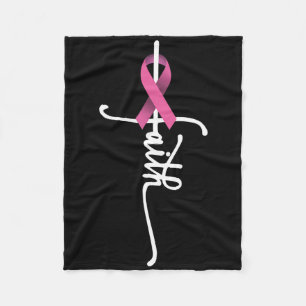 Faith Cross Warrior Survivor Pink Ribbon Breast Ca Fleece Blanket