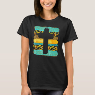 Faith Cross With Sunflower God Jesus Christian Bib T-Shirt