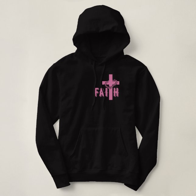 Faith cross women's hoodie religious shirts (Design Front)