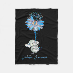 Faith Cute Elephants Sunflower Diabetes Awareness Fleece Blanket