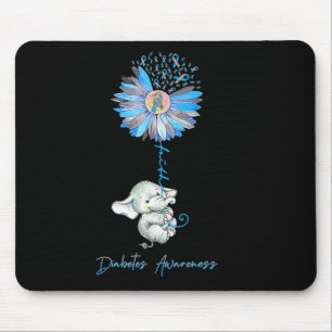 Faith Cute Elephants Sunflower Diabetes Awareness Mouse Mat