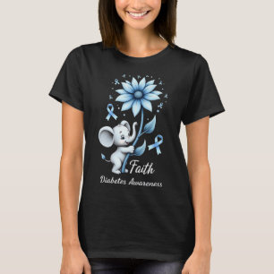 Faith Cute Elephants Sunflower Diabetes Awareness T-Shirt