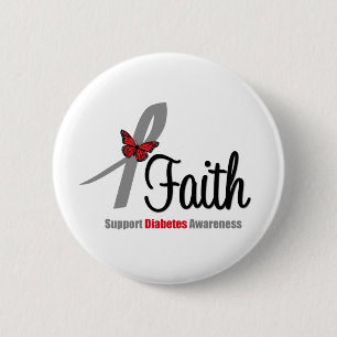 Faith Diabetes Awareness Butterfly Ribbon 6 Cm Round Badge