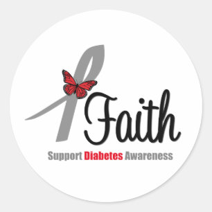 Faith Diabetes Awareness Butterfly Ribbon Classic Round Sticker