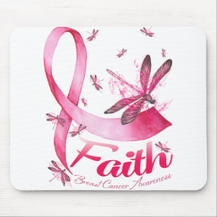 Faith Dragonfly Breast Cancer Awareness T-Shirt Mouse Mat
