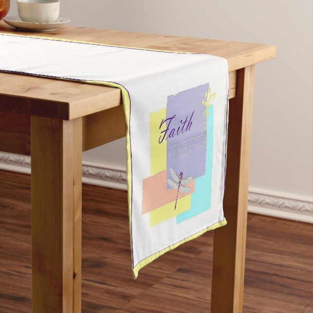 Faith dragonfly short table runner (In Situ)