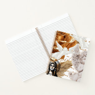 Faith Elegance Beauty White Gold Black Mother Mary Notebook