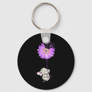 FAITH Elephant Holding Purple Sunflower Epilepsy A Key Ring