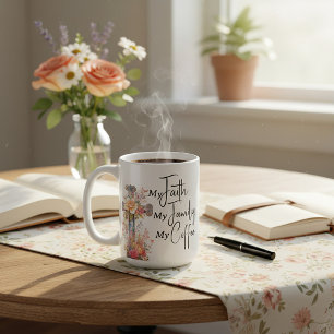 Faith Family coffee personalised Christian woman's Mug