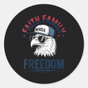 Faith Family Dom Bald Eagle Patriotic Boys America Classic Round Sticker