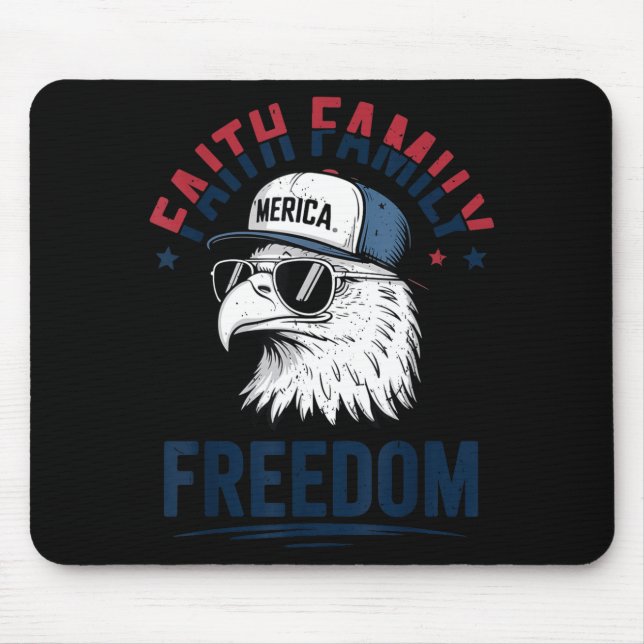 Faith Family Dom Bald Eagle Patriotic Boys America Mouse Mat (Front)
